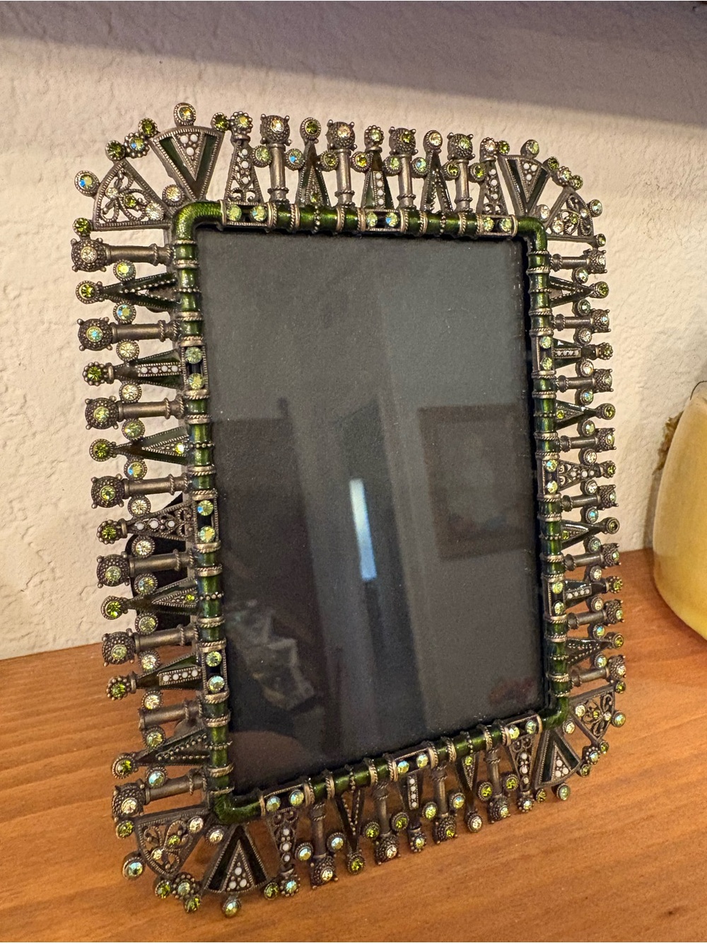 Olivia Riegel Green Enamel Crystal Jeweled Picture Frame